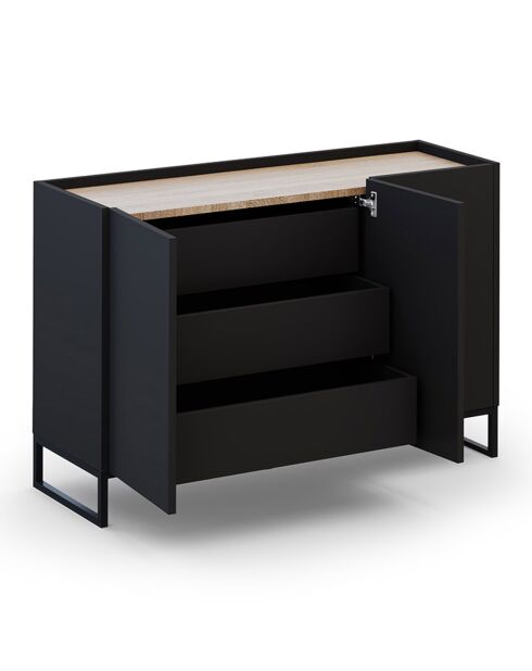 Commode Helene chêne naturel/noir - 120x40x80 cm