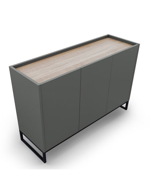 Commode Helene gris/chêne naturel - 120x40x80 cm