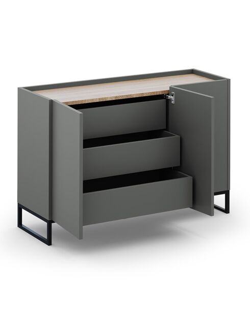 Commode Helene gris/chêne naturel - 120x40x80 cm