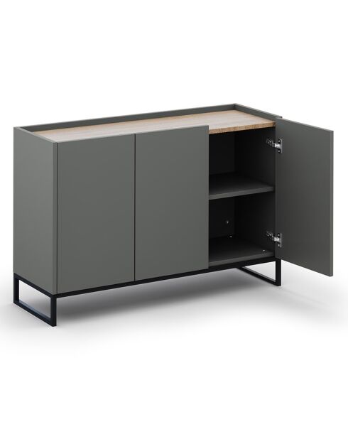 Commode Helene gris/chêne naturel - 120x40x80 cm