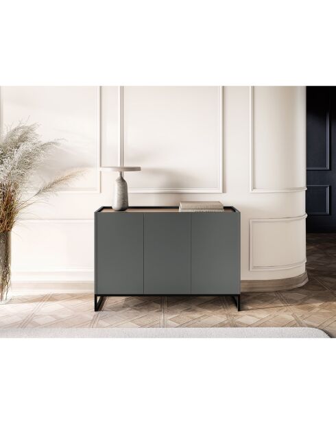 Commode Helene gris/chêne naturel - 120x40x80 cm