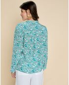 Chemise en Soie mélangée Evilio imprimée marguerite turquoise