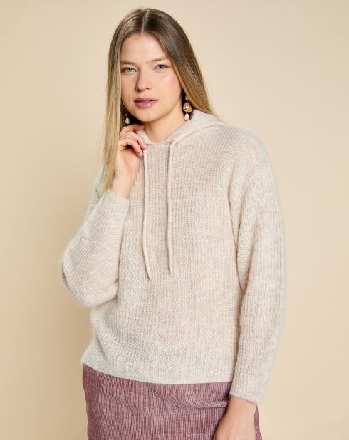 Pull en Laine & Mohair Florane huître chiné