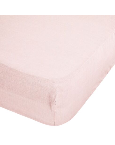 Drap housse Linah en lin lavé bonnet 30 cm rose