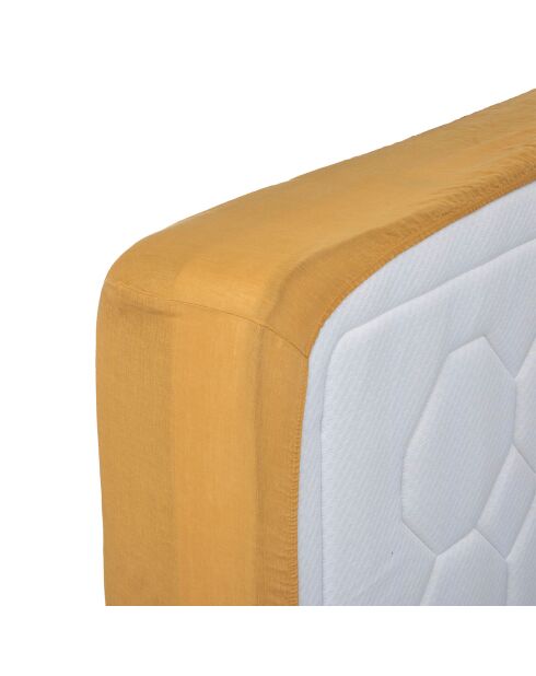 Drap housse Linah en lin lavé bonnet 30 cm ocre