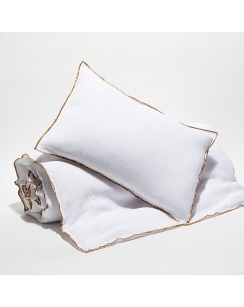 Housse de coussin en lin lavé blanche - 40x60 cm