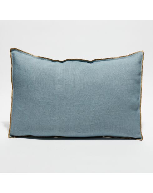 Housse de coussin en lin lavé bleu stone - 40x60 cm