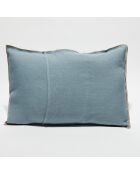 Housse de coussin en lin lavé bleu stone - 40x60 cm