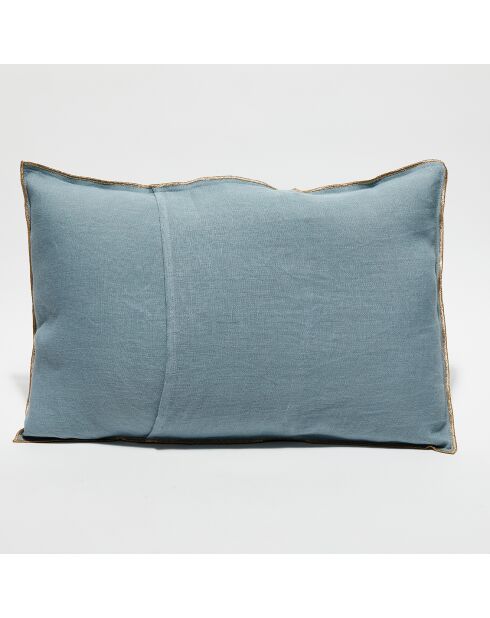 Housse de coussin en lin lavé bleu stone - 40x60 cm