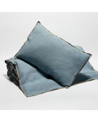 Housse de coussin en lin lavé bleu stone - 40x60 cm