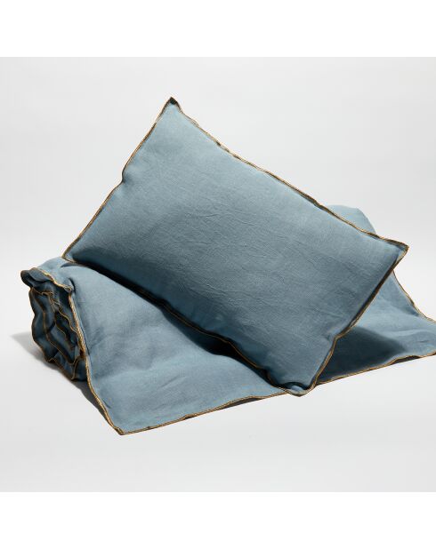Housse de coussin en lin lavé bleu stone - 40x60 cm