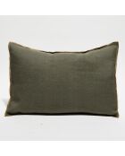 Housse de coussin en lin lavé kaki - 40x60 cm