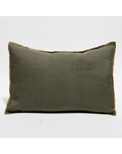 Housse de coussin en lin lavé kaki - 40x60 cm