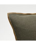 Housse de coussin en lin lavé kaki - 40x60 cm