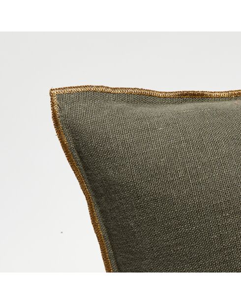 Housse de coussin en lin lavé kaki - 40x60 cm