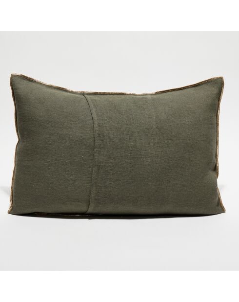 Housse de coussin en lin lavé kaki - 40x60 cm