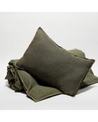 Housse de coussin en lin lavé kaki - 40x60 cm