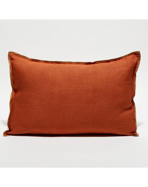 Housse de coussin en lin lavé tomette - 40x60 cm