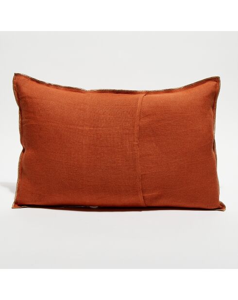 Housse de coussin en lin lavé tomette - 40x60 cm