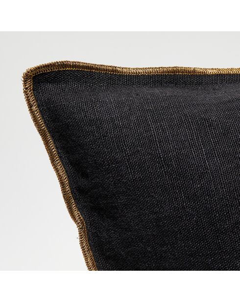 Housse de coussin en lin lavé noire - 40x60 cm