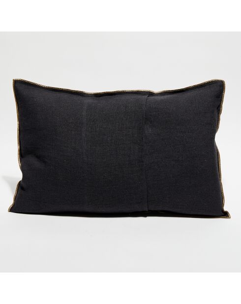 Housse de coussin en lin lavé noire - 40x60 cm