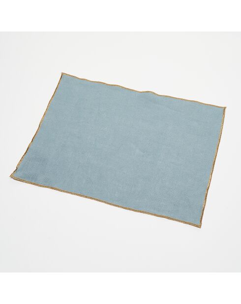 6 Sets de table en lin lavé bleu stone - 35x45 cm