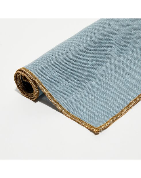 6 Sets de table en lin lavé bleu stone - 35x45 cm