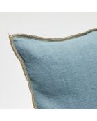 Housse de coussin en lin lavé bleu stone - 45x45 cm