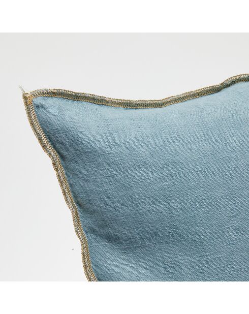 Housse de coussin en lin lavé bleu stone - 45x45 cm