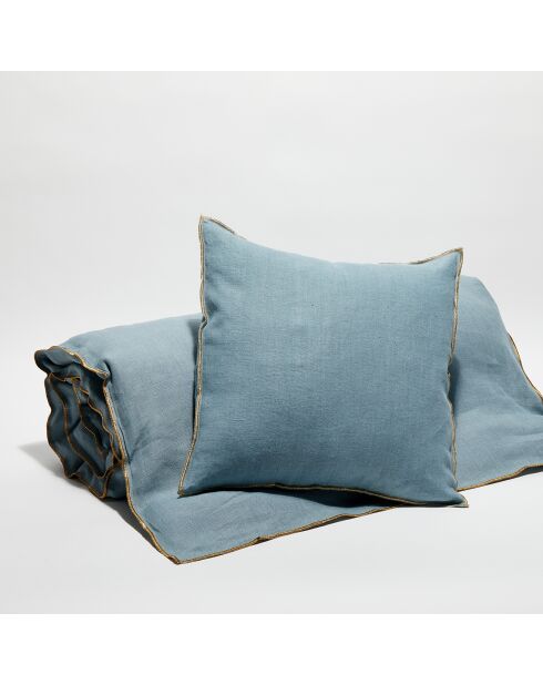 Housse de coussin en lin lavé bleu stone - 45x45 cm