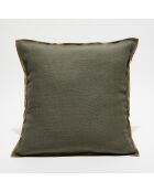 Housse de coussin en lin lavé kaki - 45x45 cm