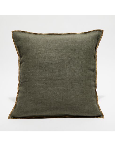 Housse de coussin en lin lavé kaki - 45x45 cm