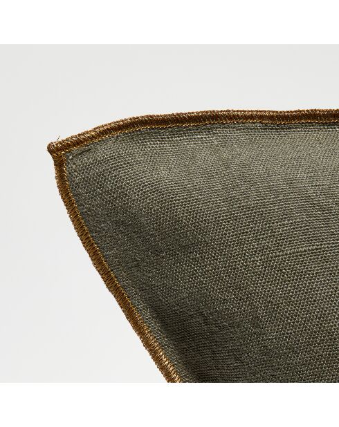 Housse de coussin en lin lavé kaki - 45x45 cm