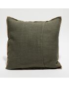 Housse de coussin en lin lavé kaki - 45x45 cm