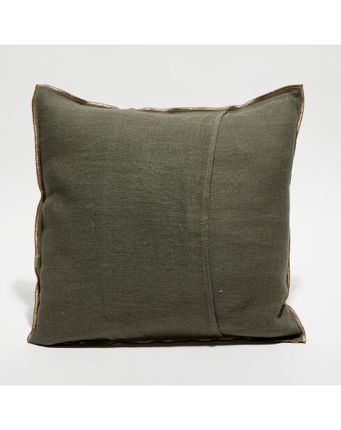 Housse de coussin en lin lavé kaki - 45x45 cm