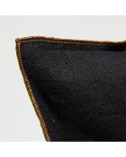 Housse de coussin en lin lavé noire - 45x45 cm
