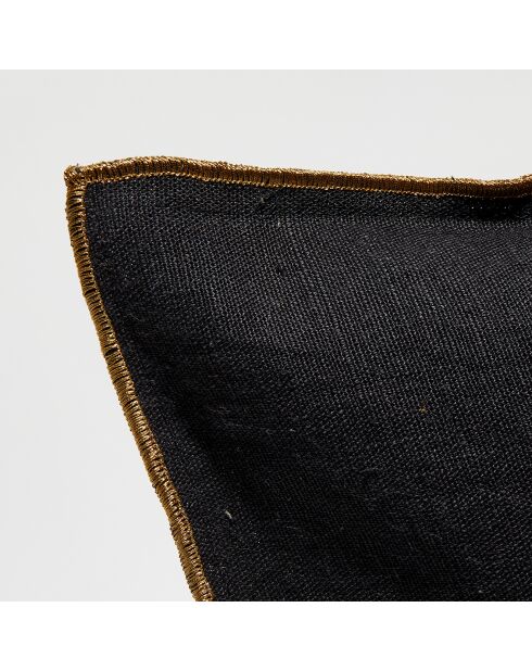 Housse de coussin en lin lavé noire - 45x45 cm