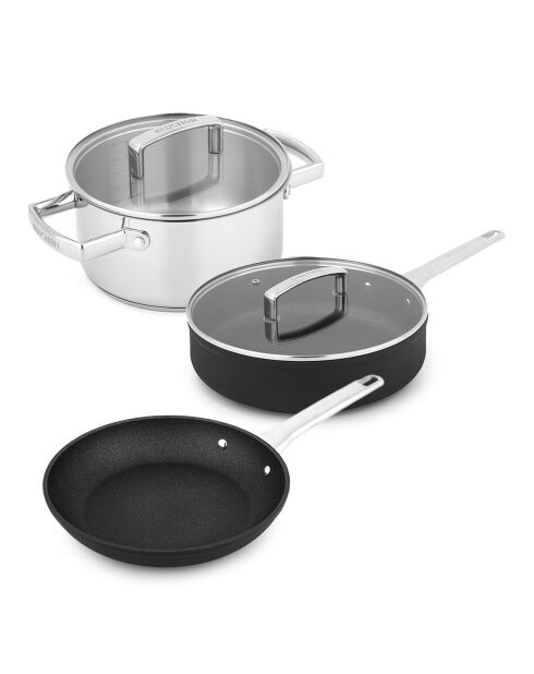 Signature zwarte pannenset met antiaanbaklaag - 5 stuks