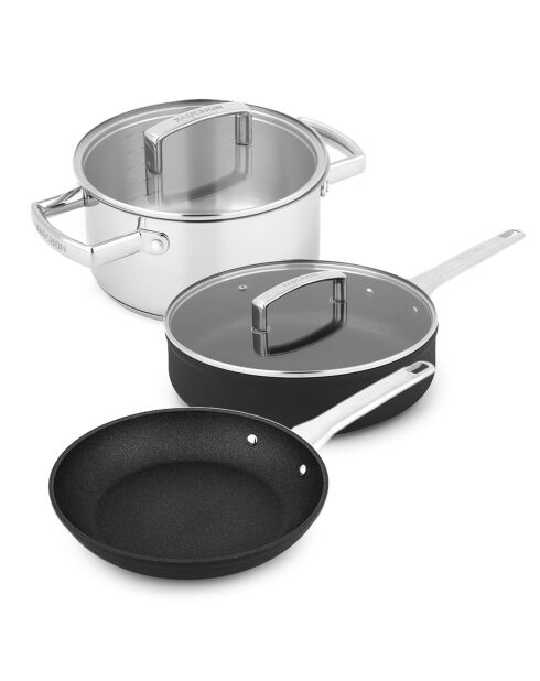 Signature zwarte pannenset met antiaanbaklaag - 5 stuks