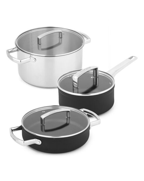 Signature zwarte pannenset met antiaanbaklaag - 6 stuks