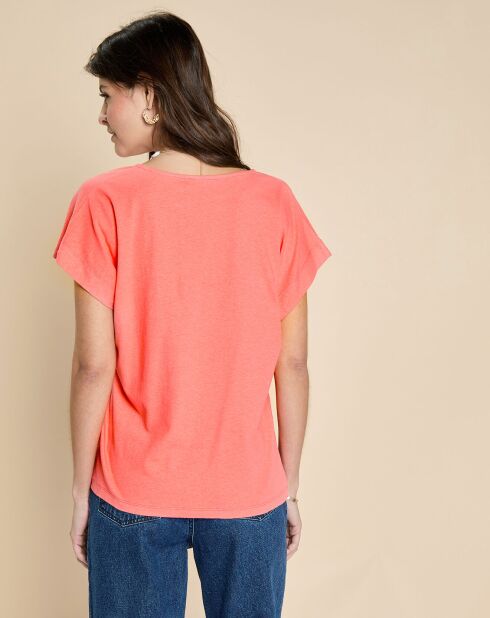 T-Shirt en Coton & Lin Ianto fraise