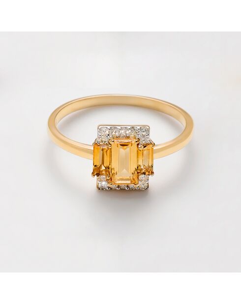 Bague Ayline Diamants 0.09 ct & Citrines 0.59 ct or jaune