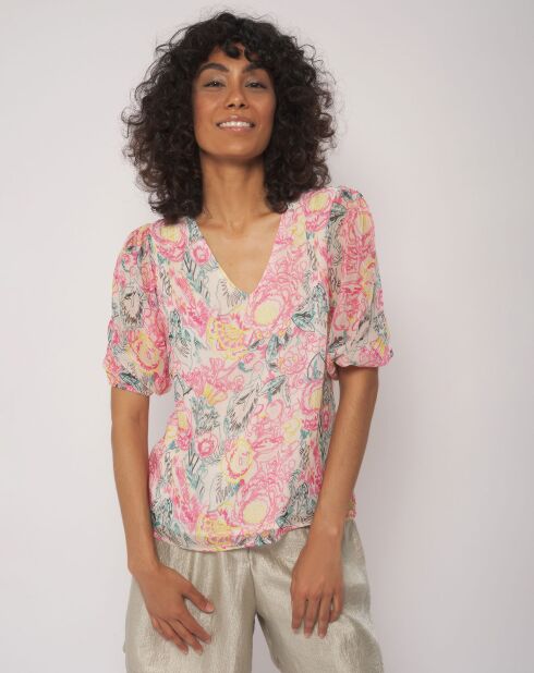 Blusa rosa bordada Tiage