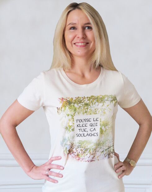 Tirol Brol Soulages ecru T-shirt van 100% biologisch katoen