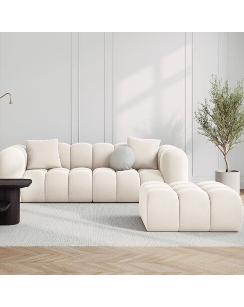 Pouf Piki in velluto beige chiaro - 90x87x40 cm