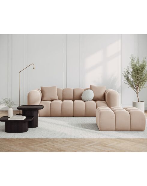 Pouf Piki in velluto beige - 90x87x40 cm