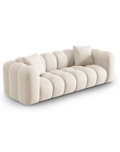 Canapé Modulaire Velours Piki 3 Places beige clair - 228x87x70 cm