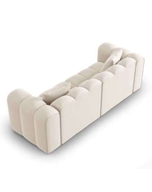 Canapé Modulaire Velours Piki 3 Places beige clair - 228x87x70 cm