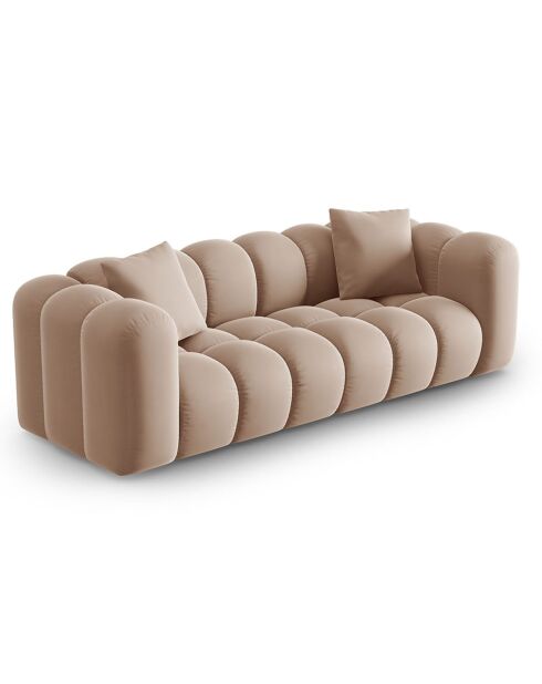 Canapé Modulaire Velours Piki 3 Places beige - 228x87x70 cm