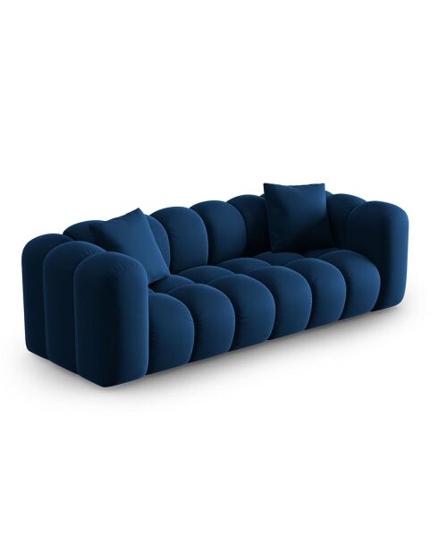 Canapé Modulaire Velours Piki 3 Places bleu roi - 228x87x70 cm